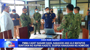 PMMA Cadet nasawi dahil nabagok ang ulo maatpos suntukin ng kapwo kadete, suspect kinasuhan ng Homicide