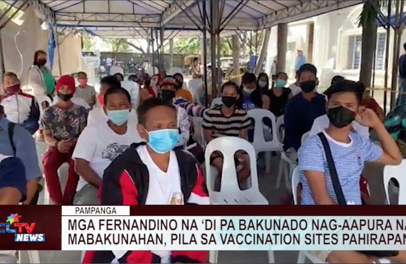 Mga Fernandino ‘di pa bakunado nag-aapura na mabakunahan, pila sa vaccination sites pahirapan