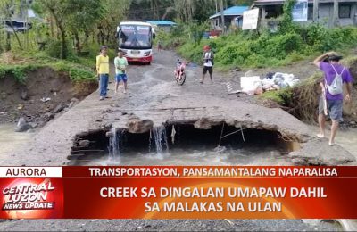 Transportasyon sa Dingalan naparalisa dahil sa pag-apaw ng isang creek