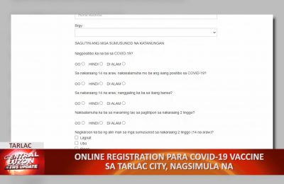 Online registration para sa COVID-19 vaccine sa Tarlac City, nagsimula na