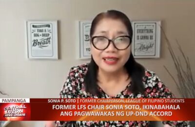 Former LFS Chair Sonia Soto, ikinabahala ang pagwawakas ng UP-DND Accord