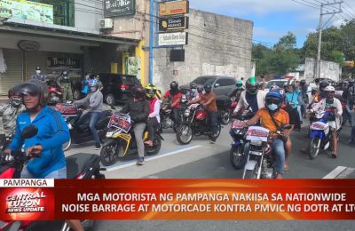 Mga motorista ng Pampanga nakiisa sa nationwide noise barrage at motorcade kontra PMVIC ng DOTR at LTO