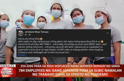 784 employees ng isang Japanese firm sa Subic, nawalan ng trabaho dahil sa epekto ng pandemic