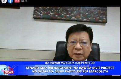 Senado may prejudgement na raw sa MVIS project ng DOTR LTO-SAGIP Party List Rep. Marcoleta