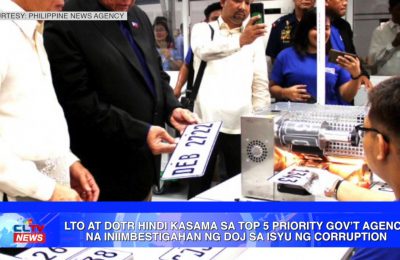 LTO at DOTr hindi kasama sa Top 5 priority government agency na iniimbestigahan ng DOJ sa isyu ng corruption