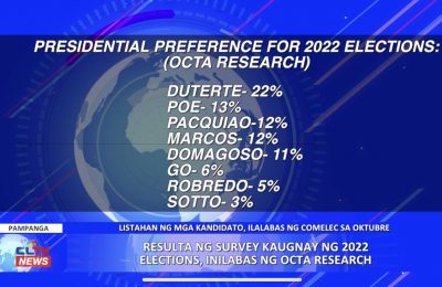 Resulta ng survey kaugnay ng 2022 elections, inilabas ng OCTA Research