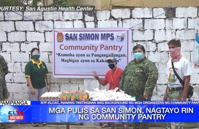 Mga pulis sa San Simon, Pampanga, nagtayo rin ng community pantry | Pampanga News