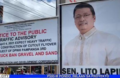 Larawan ni Sen. Lapid sa Cutcut Flyover Project, tinanggal ng DPWH matapos mapuna | Pampanga News