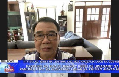 Pagsuko ng mga di umano rebelde ginagamit sa pamumulitika ng gobyerno laban sa kritiko, ayon sa Bayan Muna | Bulacan News