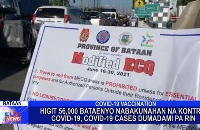 Higit 56,000 Bataenyo nabakunahan na kontra COVID-19, COVID-19 cases dumadami pa rin | Bataan News