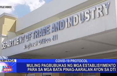 Muling pagbubukas ng mga establisyimento para sa mga bata ping-aaralan ayon sa DTI