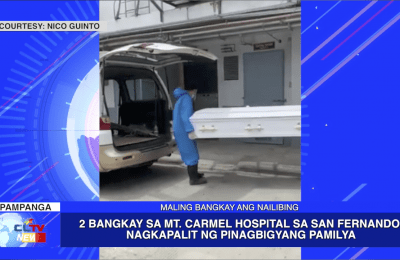 2 Bangkay sa Mt. Carmel Hospital sa San Fernando, nagkapalit ng pinagbigyang pamilya