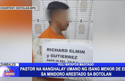 Pastor na nanghalay umano ng isang Menor de Edad sa Mindoro arestado sa Botolan