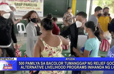 Nasa 500 pamilya sa Bacolor tumanggap ng relief goods ngayong tag-ulan, alternative livelihood program inihanda na rin ng lokal na pamahalaan