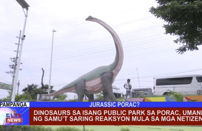 Dinosaurs sa isang public park sa Porac, umani ng samu’t saring reaksyon mula sa mga netizen