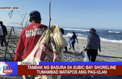 Tambak ng basura sa Subic Bay shoreline tumambad matapos ang pag-ulan