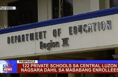 122 Private Schools sa Central Luzon nagsara dahil sa mababang enrollees