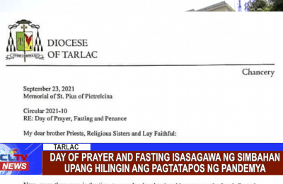 Day of Prayer and Fasting isasagawa ng Simbahan upang hilingin ang pagtatapos ng pandemya