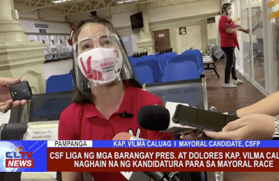 CSF Liga ng mga Barangay Pres. at Dolores Kap. Vilma Caluag naghain na ng kandidatura para sa Mayoral Race