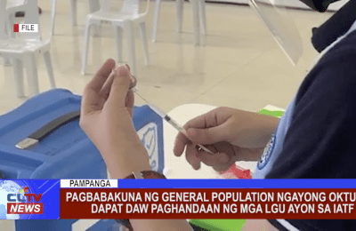 Pagbabakuna ng general population ngayong Oktubre dapat daw paghandaan ng mga LGU ayon sa IATF