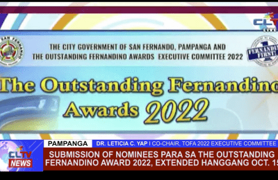 Submission of nominees para sa the Outstanding Fernandino Award 2022, extended hanggang Oct. 15