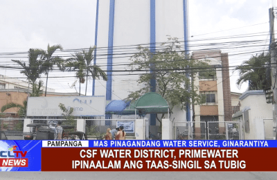 CSF Water District, Prime Water ipinaalam ang taas-singil sa tubig