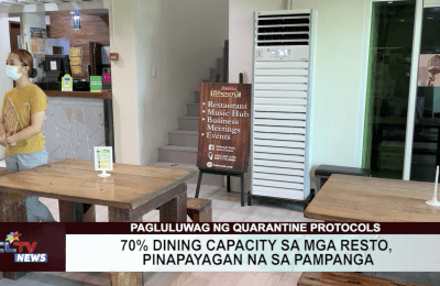 Dining capacity sa mga resto, pinapayagan na sa Pampanga