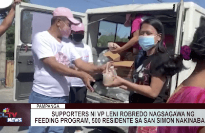 Supporters ni VP Leni Robredo nagsagawa ng feeding program, 500 residente ng San Simon nakinabang