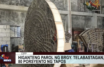 Higanteng parol ng Brgy. Telabastagan, 80 porsyento ng tapos