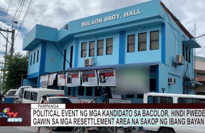 Political event ng mga kandidato sa Bacolor, hind pweding gawin sa mga resettlement area na sakop ng ibang bayan | CLTV News Clip