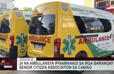 24 na ambulansya ipinamahagi sa mga barangay, senior citizen association sa Cabiao | CLTV News Clip