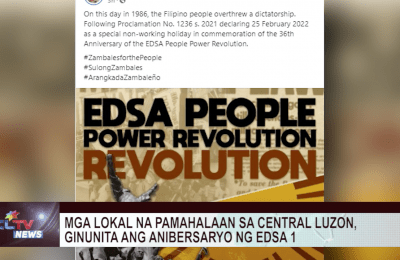 Mga LGU, iba’t ibang tanggapan ng gobyerno sa Central Luzon, ginunita ang ika-36 na anibersaryo ng EDSA 1 | CLTV News Clip