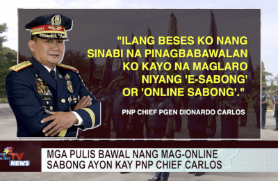 Mga pulis bawal nang mag-online sabong ayon kay PNP Chief Carlos | CLTV News Clip