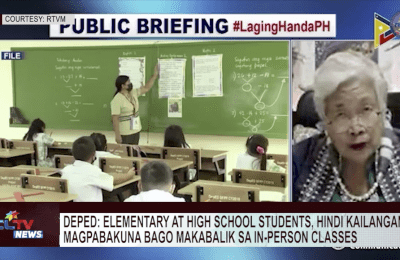 DEPED: elementary at high school students, hindi required magpabakuna bago makabalik sa in-person classes | CLTV News Clip