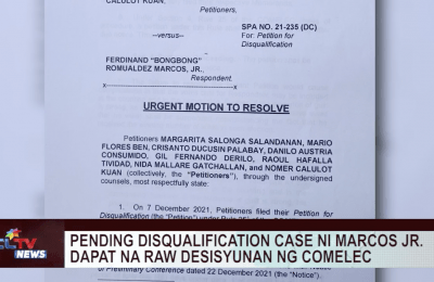 Pending disqualification case ni Marcos Jr. dapat na raw desisyunan ng COMELEC | CLTV News Clip