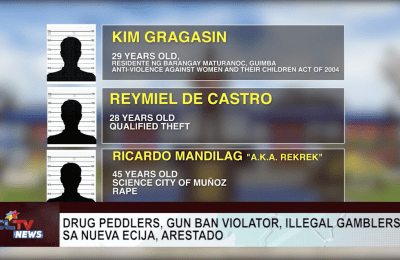 Drug peddlers, gun ban violators at illegal gamblers arestado sa Nueva Ecija | CLTV News Clip