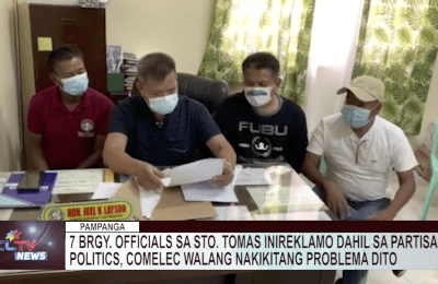 7 brgy. officials sa Sto. Tomas inireklamo dahil sa partisan politics, COMELEC walang nakikitang problema dito | CLTV News Clip