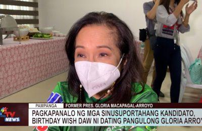 Pagkapanalo ng mga sinusuportahang kandidato, birthday wish daw ni dating Pangulong Gloria Arroyo