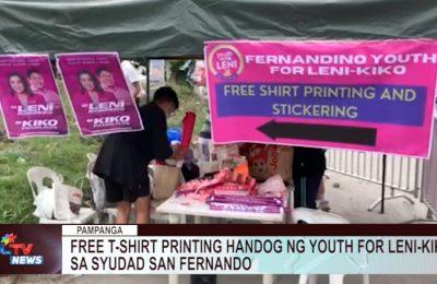 Free t-shirt printing handog ng Youth for Leni-Kiko sa Syudad San Fernando