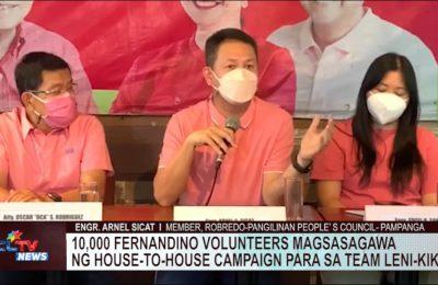 PAMPANGA | 10K Fernandino volunteers, magsasagawa ng house to house para sa Leni-Kiko tandem