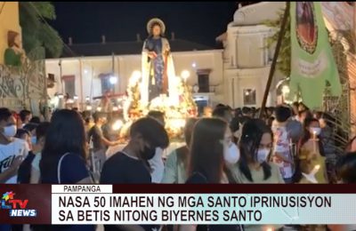 PAMPANGA | Nasa 50 imahen ng mga santo iprinusisyon sa Betis nitong Biyernes Santo