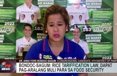 Bondoc-Sagum : Rice Tariffication Law, dapat pag-aralang muli para sa food security