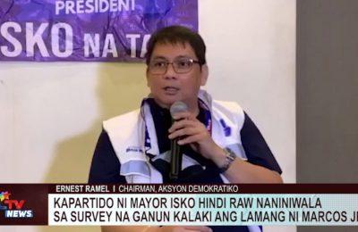 Kapartido ni Mayor Isko hindi raw naniniwala sa survey na ganun kalaki ang lamang ni Marcos Jr.