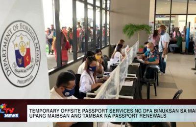 Temporary offsite passport services ng Department of Foreign Affairs binuksan sa mall, upang maibsan ang tambak na passport renewals