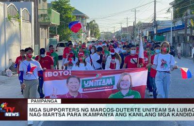 Mga supporters ng Marcos-Duterte uniteam sa Lubao, nag-martsa para ikampanya ang kanilang mga kandidato